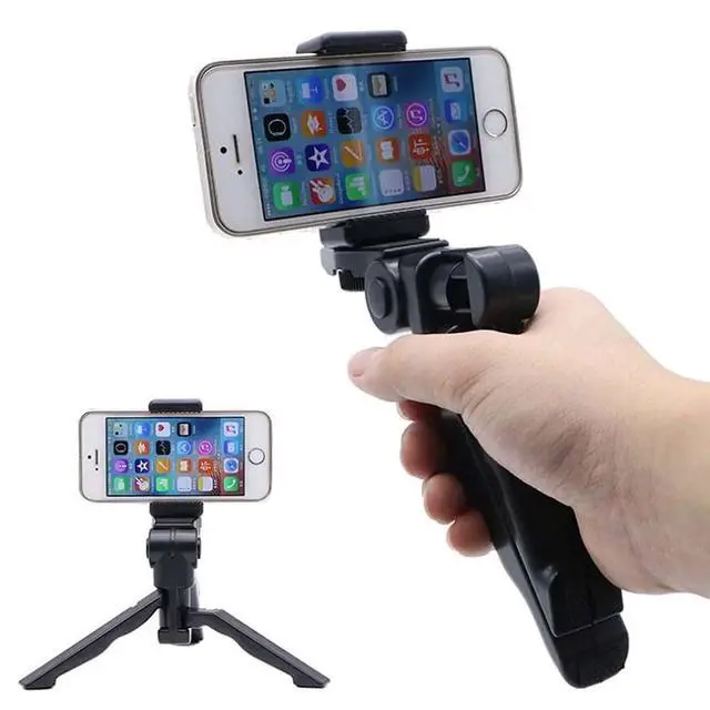 Alt view image 3 of 7 - Walway Foldable Mini Table Tripod Stand Hand Grip with 1/4" Screw Compatible with Gopro/Smartphones/Compact Cameras DSLRs for Vlogging, Live Streaming, Zoom Meeting
