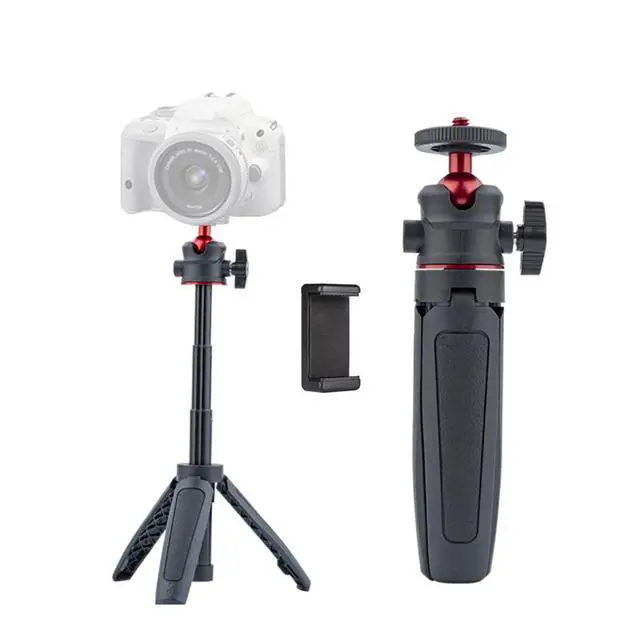 Alt view image 2 of 7 - Mini Tripod Selfie Stick 3-in-1 Extension Pole with Phone Clamp - Aluminum Vlogging Stand for Smartphone Action Camera Webcam 1/4 Thread