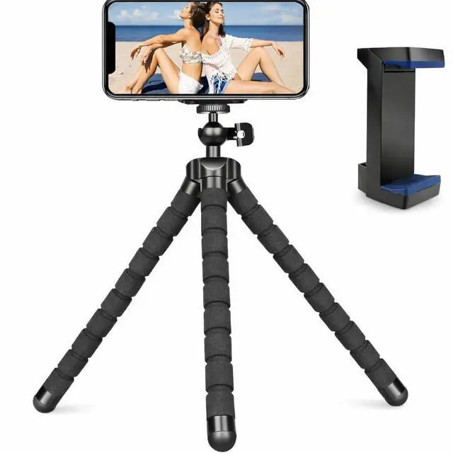 Main image of Acuvar Flexible Phone Tripod Stand, Mini Portable Smartphone Tripod with Adjustable Holder for iPhone & Android, Lightweight Tripod for Vlogging, TikTok & YouTube