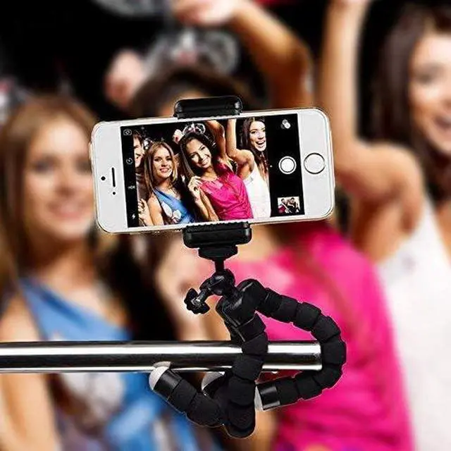 Alt view image 3 of 7 - Acuvar Flexible Phone Tripod Stand, Mini Portable Smartphone Tripod with Adjustable Holder for iPhone & Android, Lightweight Tripod for Vlogging, TikTok & YouTube