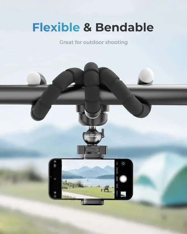 Alt view image 2 of 7 - Acuvar Flexible Phone Tripod Stand, Mini Portable Smartphone Tripod with Adjustable Holder for iPhone & Android, Lightweight Tripod for Vlogging, TikTok & YouTube