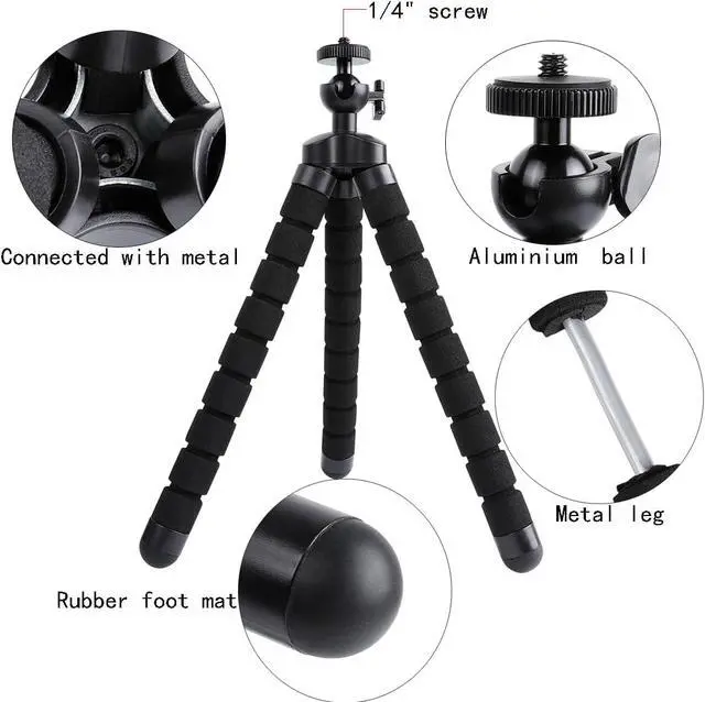 Alt view image 6 of 7 - Acuvar Flexible Phone Tripod Stand, Mini Portable Smartphone Tripod with Adjustable Holder for iPhone & Android, Lightweight Tripod for Vlogging, TikTok & YouTube