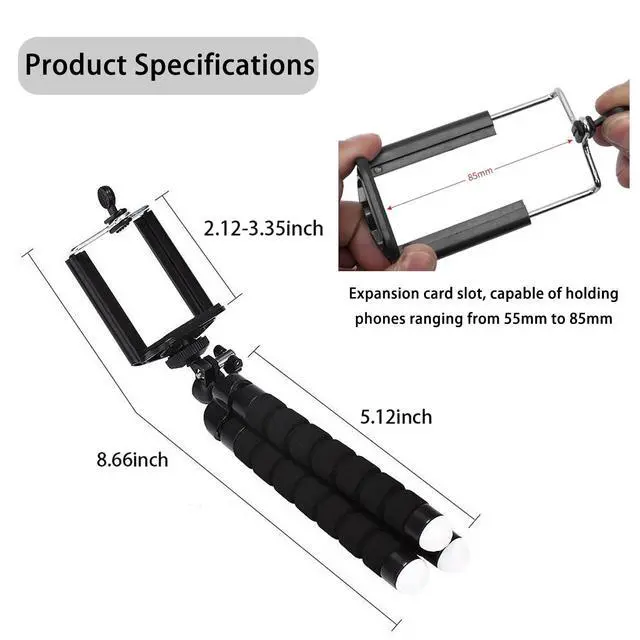 Alt view image 2 of 7 - Tatibana Mini Tripod, Sponge Tripod with Flexible Bracket with Wireless | Mini sponge tripod, made of thicker premium metal, flexible and rotatable, mobile phones, cameras travel tripod, durable
