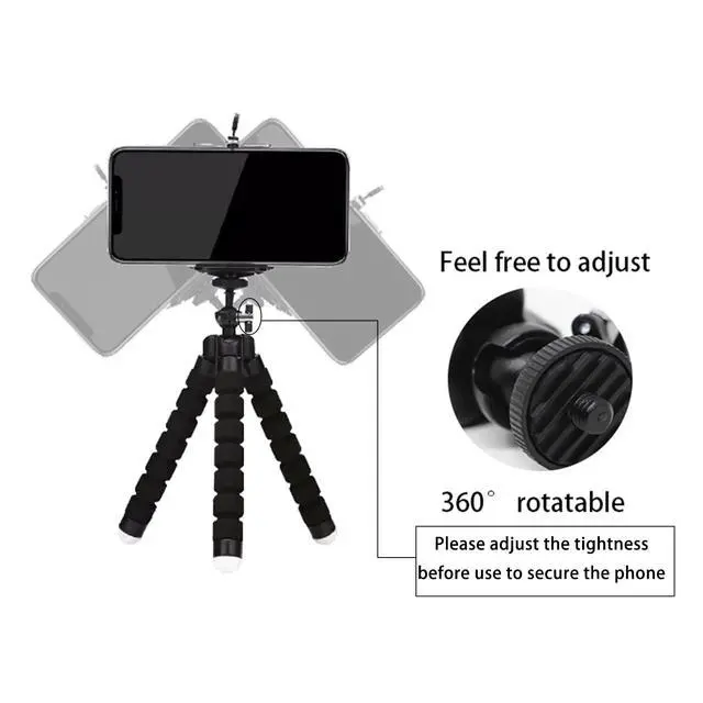 Alt view image 3 of 7 - Tatibana Mini Tripod, Sponge Tripod with Flexible Bracket with Wireless | Mini sponge tripod, made of thicker premium metal, flexible and rotatable, mobile phones, cameras travel tripod, durable