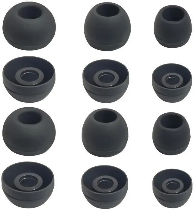 Main image of Universal Silicone Replacement Ear Tips for 4.5-7mm Nozzle, Secure Fit | 3 Pairs S/M/L, Earbuds Tips Noise Isolating, Comfortable & Case-Compatible for in Ear Earphones, Black