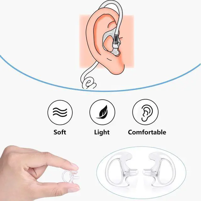 Alt view image 3 of 6 - Replacement Earmold Earpiece Earbud Earplug Ear Mold for Walkie Talkie Acoustic Tube Earpiece,Soft Silicone Earmould Replacement Earpiece Insert for Two Way Radio Air Acoustic Headset (Pair of 4)