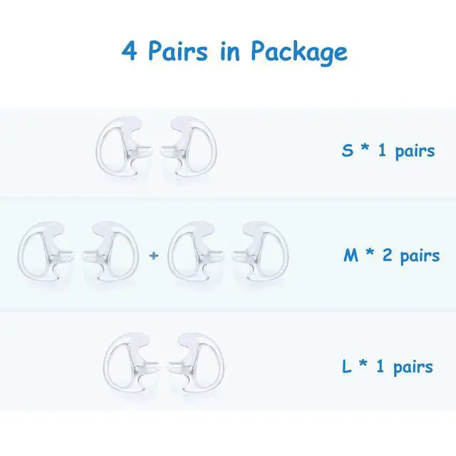 Alt view image 6 of 6 - Replacement Earmold Earpiece Earbud Earplug Ear Mold for Walkie Talkie Acoustic Tube Earpiece,Soft Silicone Earmould Replacement Earpiece Insert for Two Way Radio Air Acoustic Headset (Pair of 4)