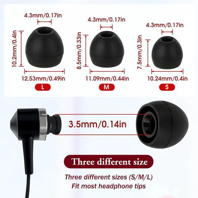 Alt view image 7 of 7 - Hariendny 15 Pairs Silicone Ear Bud Replacement Pieces Earbuds Ear Tips Replacement Ear Bud Covers S/M/L Sizes Ear Gels Soft Earphones Earbuds Black Ear Cushion Ear Bud Tips Replacement Kit
