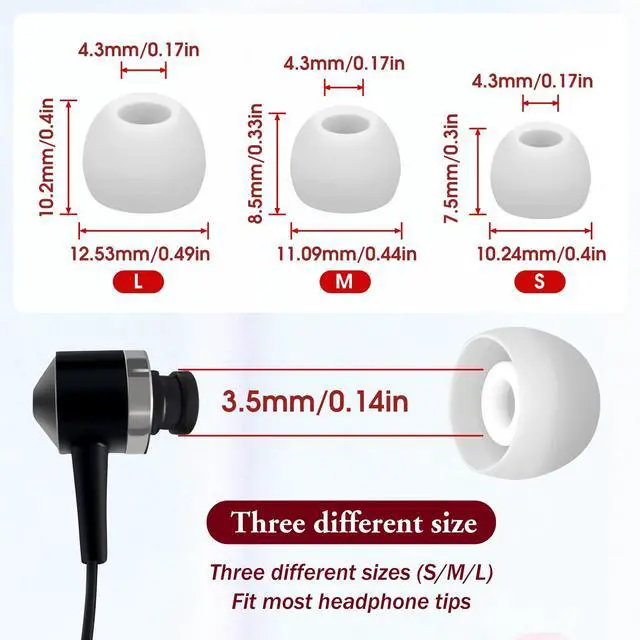 Alt view image 2 of 7 - 15 Pairs Silicone Ear Bud Replacement Pieces Earbuds Ear Tips Replacement Ear Bud Covers S/M/L Sizes Ear Gels Soft Earphones Earbuds White Ear Cushion Ear Bud Tips Replacement Kit