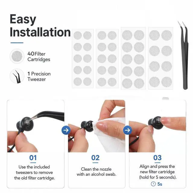 Alt view image 6 of 7 - 40 Pcs Earphones Dusts Proof Microphone Mesh Replacements Earbuds Dust Filter Replacement Kit with Tweezers Earbud Dust Filter Mesh Replacement in Ear Headphone Dusts Filter(4mm, 4.2mm, 4.7mm, 5mm)