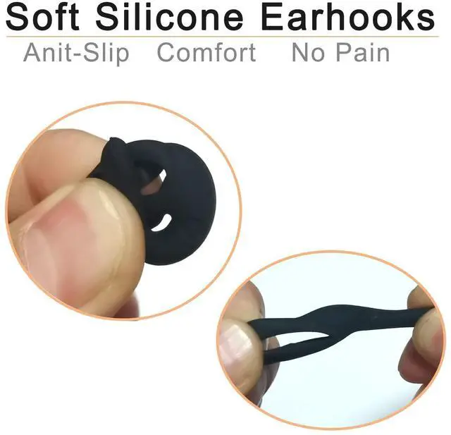 Alt view image 2 of 5 - Universal Ear Fins Earhooks, Silicone Earbuds Tips, Replacement Ear Tips | 3 Pairs Hooks & Replacement Ear Tips Each, Includes 2 Cord Clips Soft Anti-Slip Secure Fit Spare Earbud Accessories
