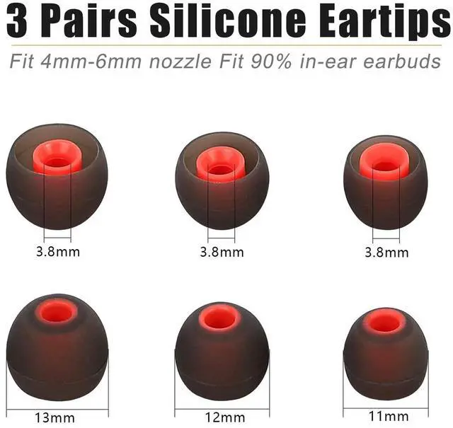 Alt view image 4 of 5 - Universal Ear Fins Earhooks, Silicone Earbuds Tips, Replacement Ear Tips | 3 Pairs Hooks & Replacement Ear Tips Each, Includes 2 Cord Clips Soft Anti-Slip Secure Fit Spare Earbud Accessories