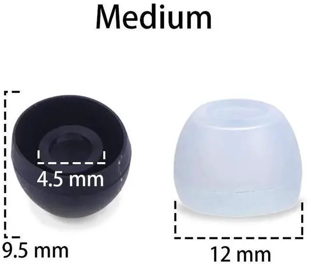 Alt view image 2 of 5 - 20 Pcs Medium Silicone Earbud Cap Tip Cover Replacement - 10 Black, 10 Clear Title