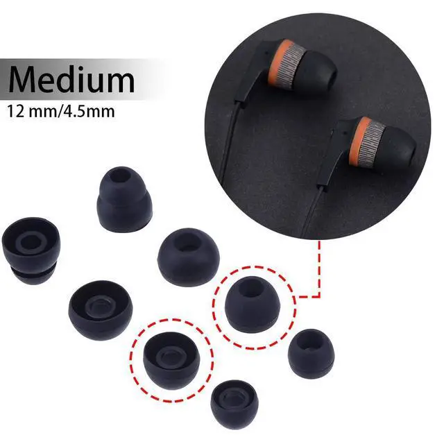 Alt view image 3 of 5 - 20 Pcs Medium Silicone Earbud Cap Tip Cover Replacement - 10 Black, 10 Clear Title