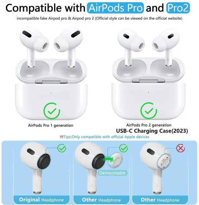 Alt view image 2 of 6 - Pohgelan for AirPods Pro 2nd/1st Replacement Ear Tips (XS/S/M/L)-Whiite | Silicone,with Noise Reduction Hole & Built-in dust Guard Screen,for USB-C Charging Case with Cleaner kit -4 Sizes
