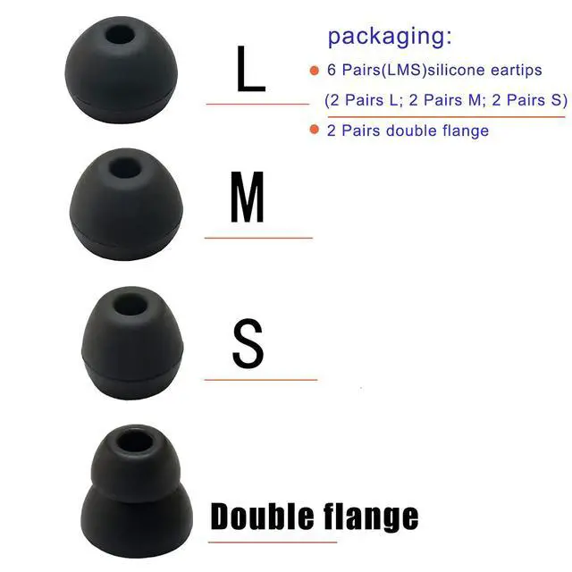 Alt view image 3 of 3 - Silicone Earbuds Tips for Powerbeats Pro & 2 & 3 Replacement Eartips | 6 Pairs L/M/S Standard Tips + 2 Pairs Double Flange Rubber Powerbeats Ear Tips