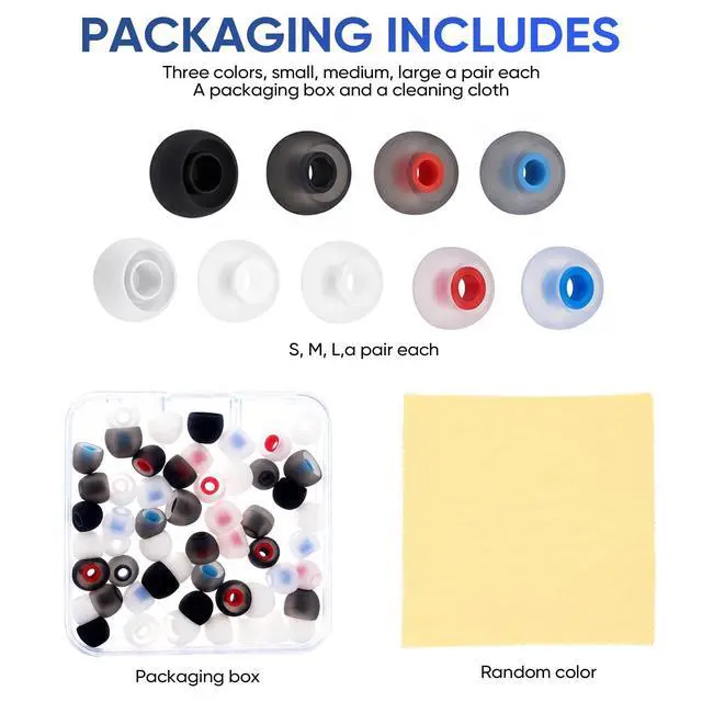 Alt view image 6 of 7 - 54Pcs Silicone Earbud Replacement Tips, S/M/L Ear Bud Tips, Rubber Earbud Covers Compatible with Most Earphones (Inner Hole 3.8mm-5.1mm)