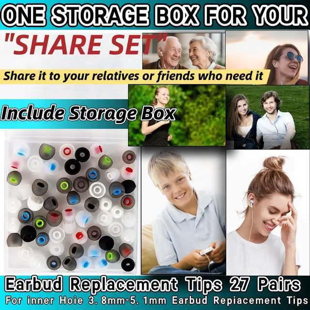 Alt view image 4 of 5 - Earbuds Replacement Tips 54Pcs Silicone Earbuds Cap Replacement Pieces Earbud Covers Headphone Earbuds Rubber Tips Fit Most in-Ear Earbuds (Inner Hole 3.8mm -5.1mm) 3 Sizes S/M/L,9 Colors