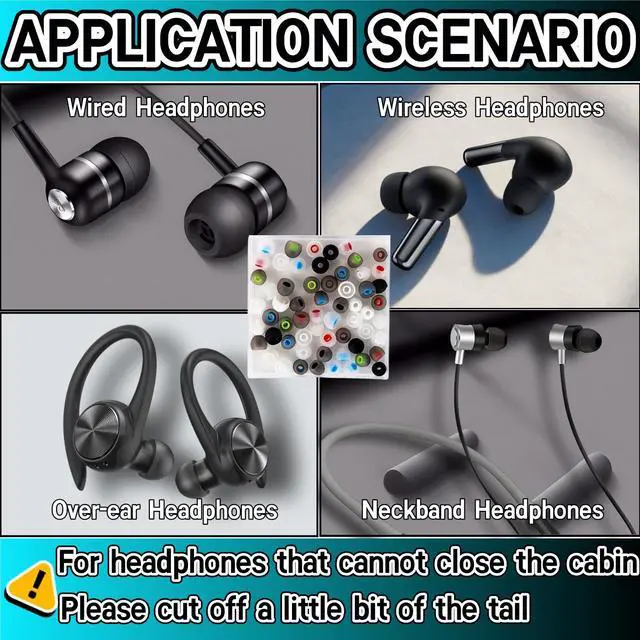 Alt view image 5 of 5 - Earbuds Replacement Tips 54Pcs Silicone Earbuds Cap Replacement Pieces Earbud Covers Headphone Earbuds Rubber Tips Fit Most in-Ear Earbuds (Inner Hole 3.8mm -5.1mm) 3 Sizes S/M/L,9 Colors