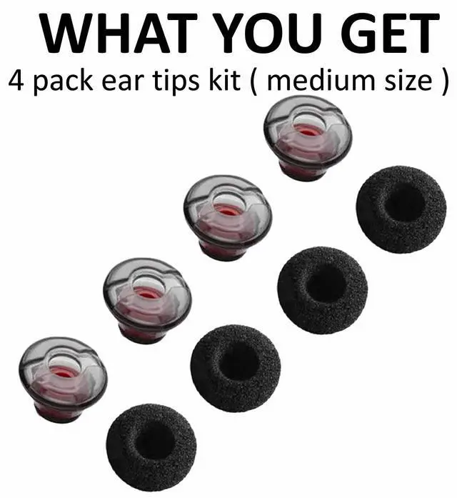 Alt view image 3 of 4 - A-Focus Voyager 5200 Eartips Set, Comfortable Replacement Ear Tips Kits Earpads Foam Earbuds Ear Gels Compatible with Plantronics Voyager 5200 5210 5220 Legend Headset Medium M Gray 4 Pcs