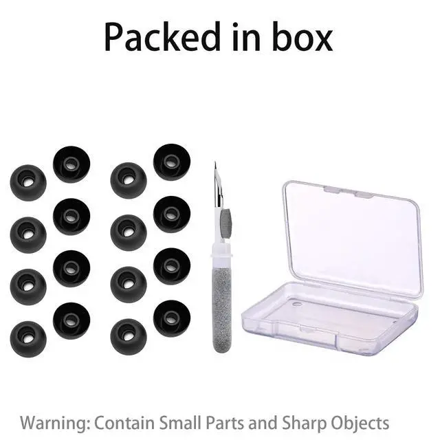 Alt view image 5 of 5 - Vykyntow 8 Pairs Replacement Earbud Tips Compatible with bmani T16 Wireless Earbuds Headphones Earphones Accessories, Silicone Ear Tips, Fits in Case, M Size, with 3-in-1 Cleaner Kit, Black