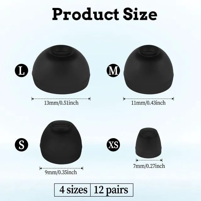 Alt view image 2 of 7 - Extra Small Earbuds Tips Replacement Earbud Tips Soft Silicone Earbuds for in-Ear Headphones Extra Small Ear Tips for in Ear Earbuds(12 Pairs,Black)