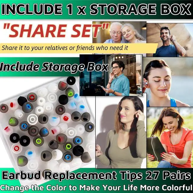 Alt view image 4 of 7 - Earbud Replacement Tips 54Pcs,3 Sizes S/M/L, 9 Colors Silicone Tips Headphone Covers Ear Bud Rubber Tips Silicone Earbud for Ears Headphone Ear Covers Replacement (Inner Hole 3.8mm -5.1mm)