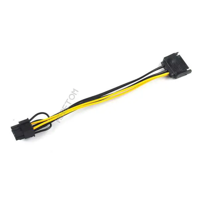 Alt view image 2 of 6 - SATA 15 pin Male to 8 pin ( 6+2 ) PCI-Express PCIe Video Graphic Card GPU Power Adapter Cable 20cm