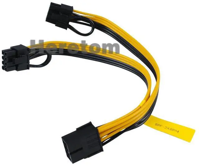 Alt view image 2 of 3 - 8PF-2X8PM Extension Line Conversion Line GPU VGA PCIe 8 Pin Female to Dual 8Pin (6+2) Male Y-Splitter Extension Cable