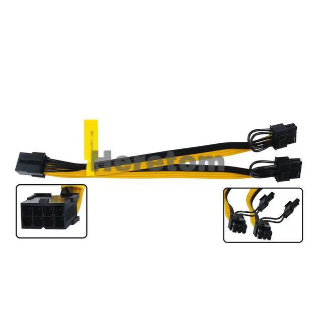 Alt view image 3 of 3 - 8PF-2X8PM Extension Line Conversion Line GPU VGA PCIe 8 Pin Female to Dual 8Pin (6+2) Male Y-Splitter Extension Cable
