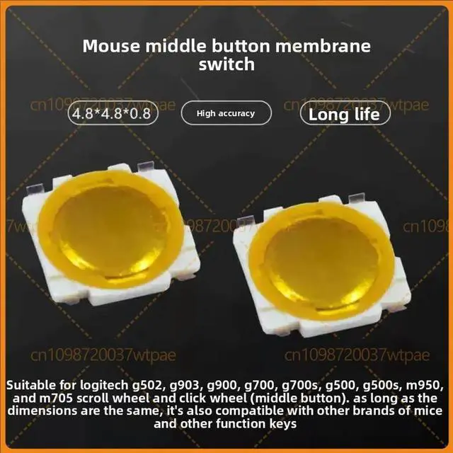 Main image of 10pcs For Mouse Tactile Film Patch 4.84.80.8mm Fit G500 G502 G903 M950 Scroll Middle Button Replacement