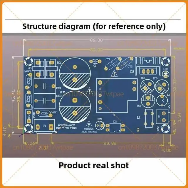 Alt view image 3 of 3 - For 220V 380V To 12V AC-DC Switching Power Supply Board, 36W 3A High Voltage Stabilized Power Transformer Module