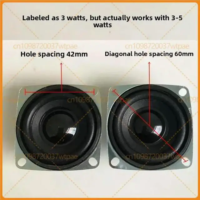 Alt view image 3 of 3 - For 2 Inch 52mm Square Full Range Speaker 4Ohm 3W Mini Audio Amplifier Loudspeaker Replacement Part