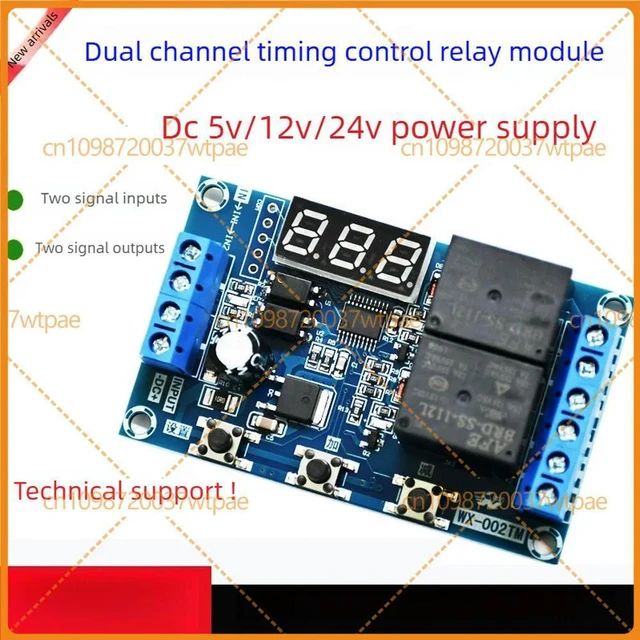 Main image of For Dual Channel Time Delay Relay Module, Multifunctional Timing Cycle On/Off Switch Controller Board Industrial Grade