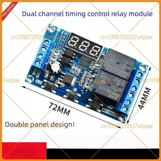 Alt view image 2 of 3 - For Dual Channel Time Delay Relay Module, Multifunctional Timing Cycle On/Off Switch Controller Board Industrial Grade
