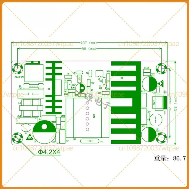 Alt view image 2 of 3 - For 220V AC To 12V DC Isolated Stabilized Switching Power Supply Module, 100W 8A High Efficiency AC-DC Voltage Converter Board