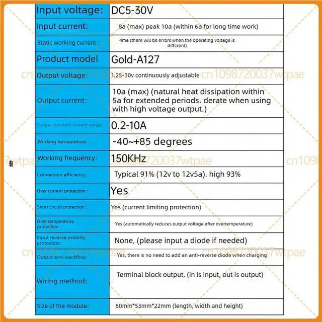 Alt view image 3 of 6 - For Gold-A127 DC8A Solar Vehicle Automatic Buck Boost Power Module Constant Voltage Current Adjustable