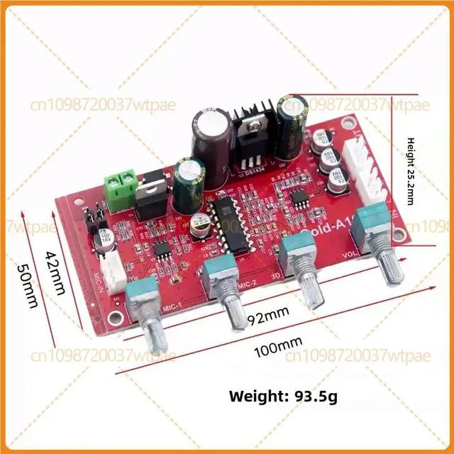 Alt view image 3 of 3 - For Gold-A163 Microphone Preamp Reverb Board PT2399 Karaoke Audio Module