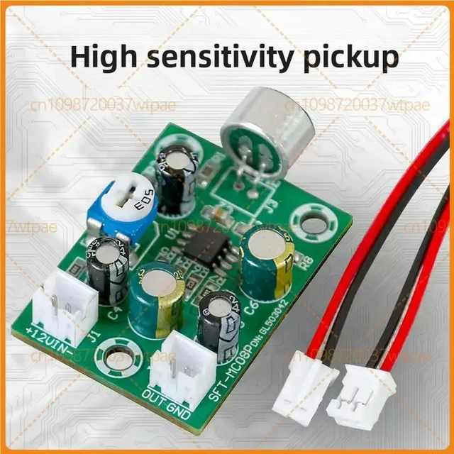 Main image of 2pcs For High Fidelity Sound Pickup Module, Noise Reduction Microphone Amplifier Board, High Sensitivity Preamp Finished Board