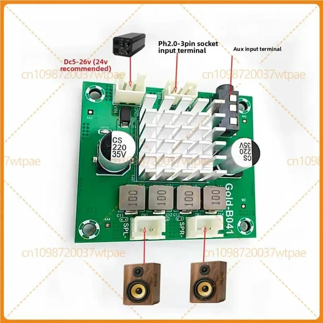 Alt view image 3 of 6 - 2pcs For Gold-B041 TPA3116D2 Stereo Amplifier Board 2*50W DC6V-26V Audio Module