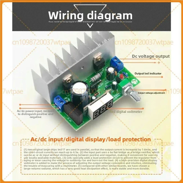 Alt view image 3 of 6 - For Dual Parallel LM317 High Current Adjustable Stabilized Power Supply Board, Digital Display Voltage Regulator Module