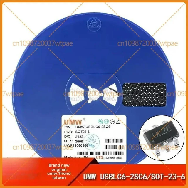 Alt view image 3 of 6 - 100pcs For UMW USBLC62SC6 ESD Protection Chip, SOT236 Package, Lowcapacitance 2line