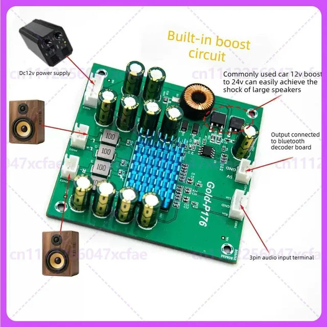 Alt view image 2 of 6 - For TPA3116D2 Step-Up Stereo Amplifier Board 50W+50W D Class Audio Module