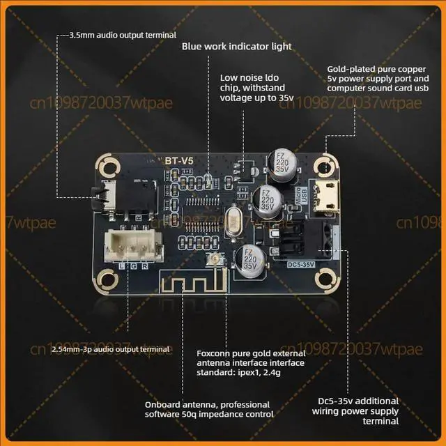 Alt view image 2 of 6 - For Bluetooth 5.1 MP3 Decoder Board Lossless Audio Receiver Module For Car & DIY Speaker Amplifier Modification