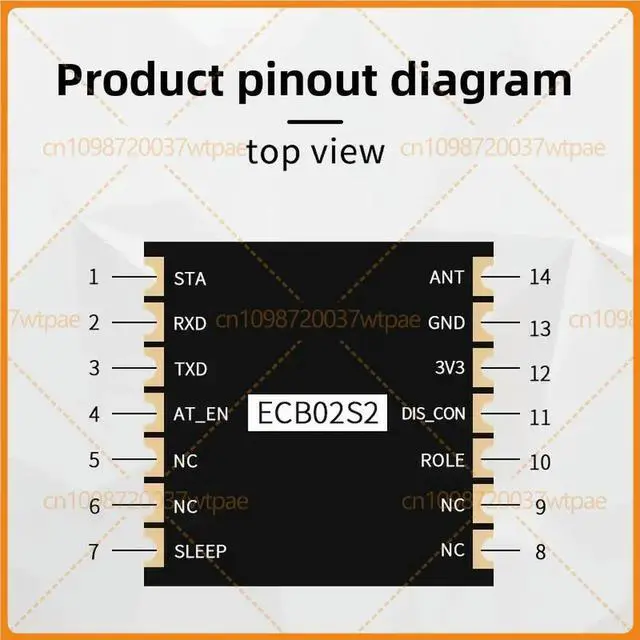 Alt view image 2 of 6 - 10PCS For BLE ECB02S2 SMD Bluetooth Module, Bidirectional UART Conversion, Bluetooth Serial Transparent Transmission