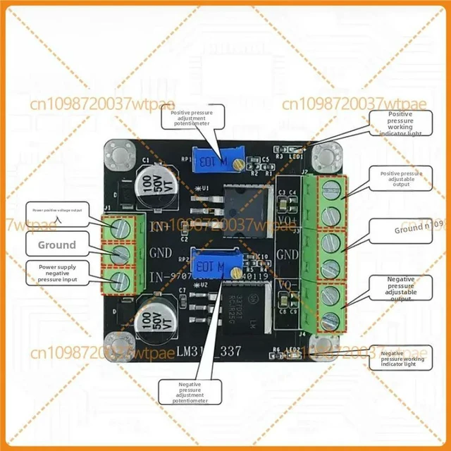 Alt view image 2 of 3 - For LM317 LM337 LDO Linear Voltage Regulator Module, PositiveNegative Input, Adjustable Stepdown Output