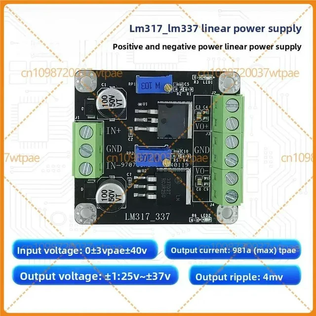 Main image of For LM317 LM337 LDO Linear Voltage Regulator Module, PositiveNegative Input, Adjustable Stepdown Output