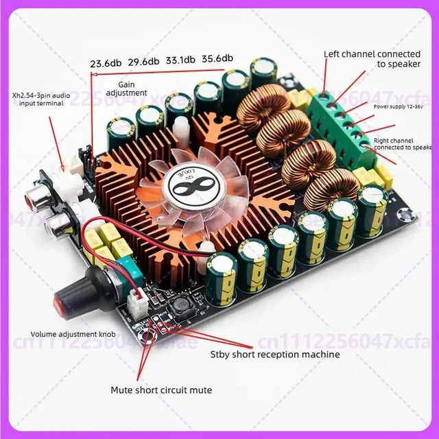 Alt view image 3 of 6 - For TDA7498E 2.0 Channel Amplifier Board 160W*2 BTL Stereo Audio Module
