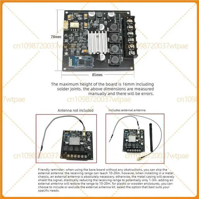 Alt view image 3 of 3 - For QCC3034 Bluetooth 5.0 Amplifier Board TPA3116 APTX-HD Audio Module