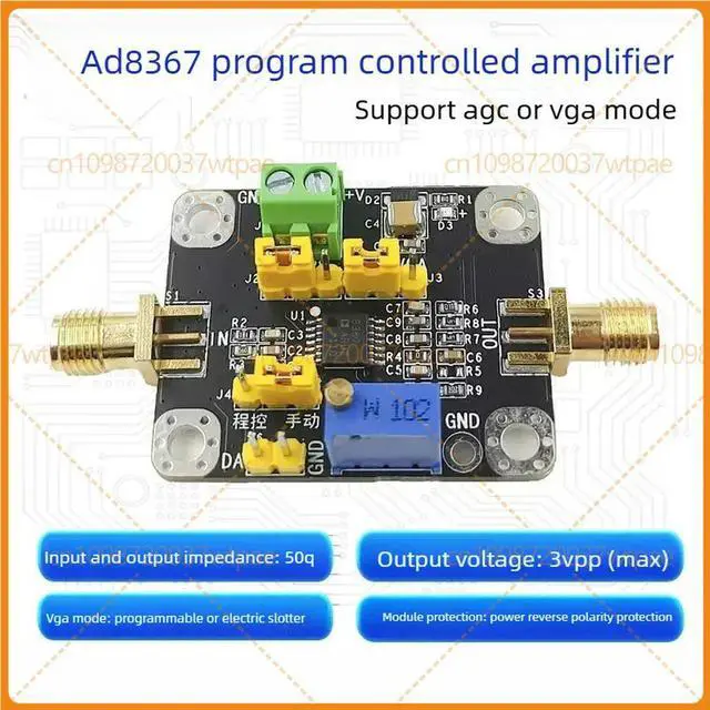 Main image of For AD8367 VGA AGC VoltageControlled Gain Amplifier Module, 500MHz Bandwidth, 45dB Gain Adjustment Range